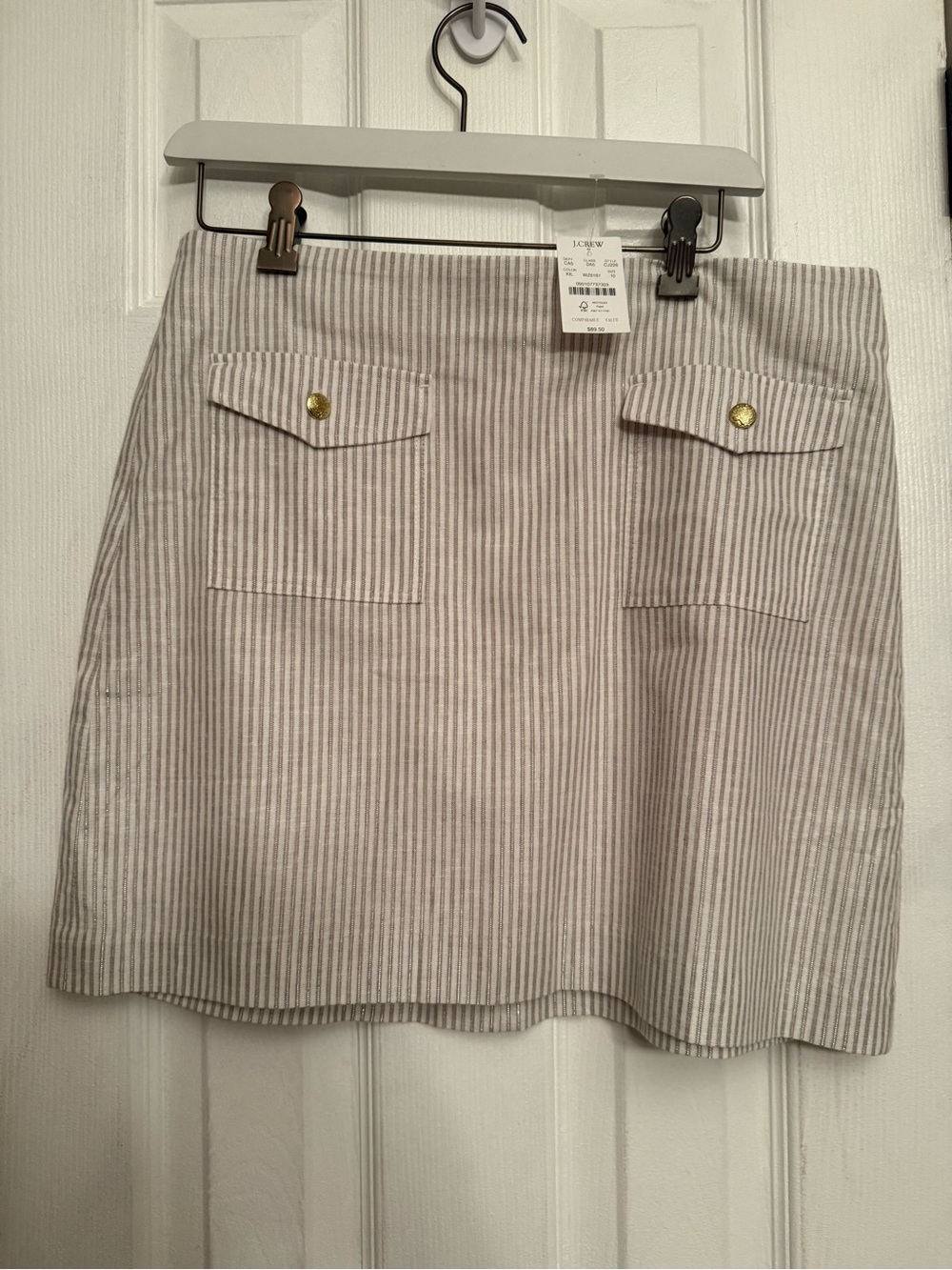 NWT Jcrew J.Crew white gray striped skirt 10 $89 Anthropologie